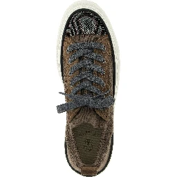 Brown Cotton Low Top Sneakers