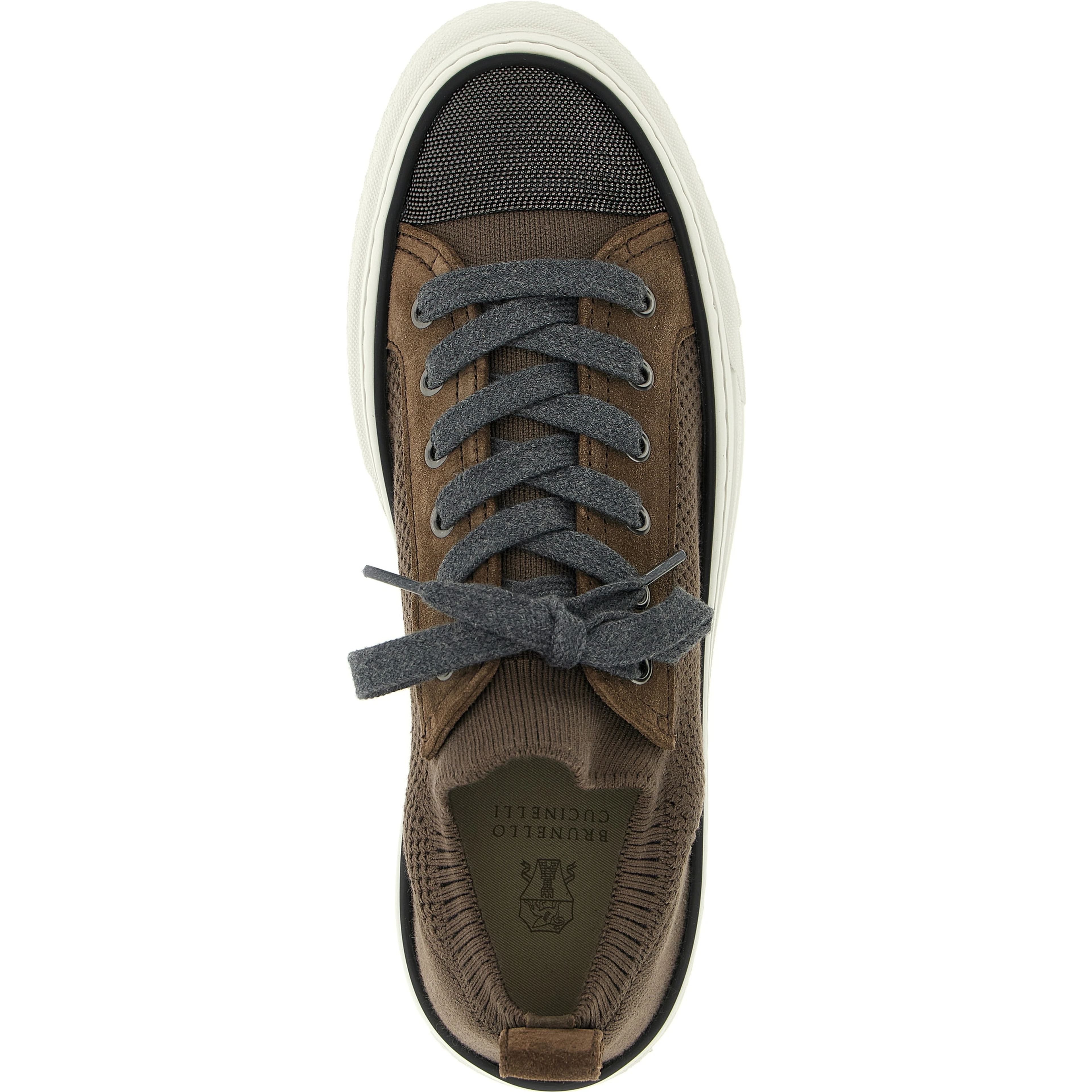 Brown Cotton Low Top Sneakers