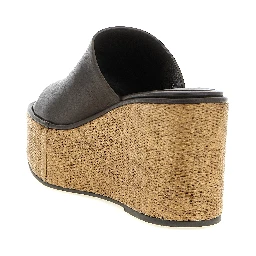 Brown Calfskin Wedge Sandals