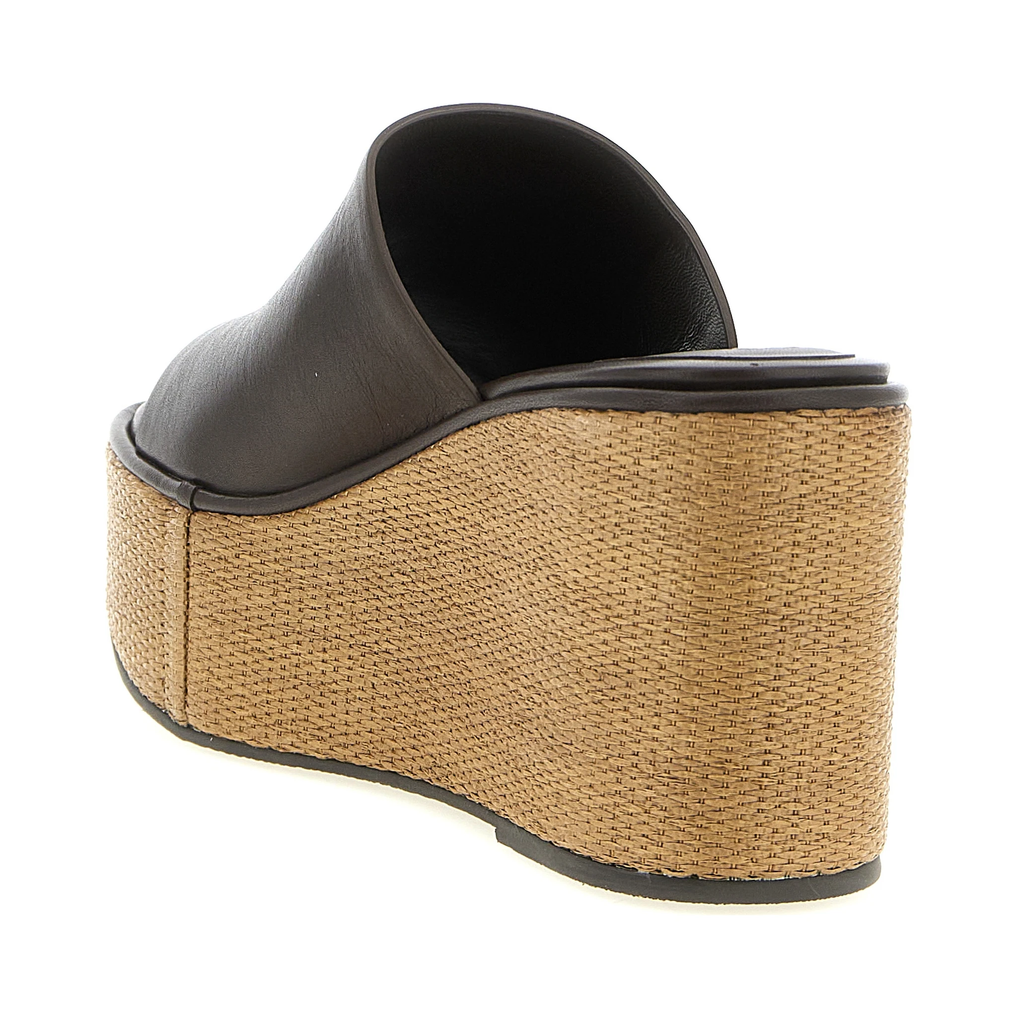 Brown Calfskin Wedge Sandals