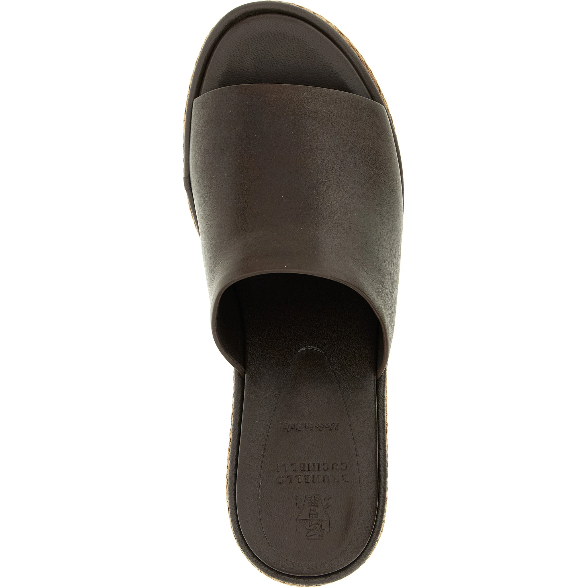 Brown Calfskin Wedge Sandals