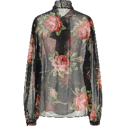 Black Silk Pattern Shirt