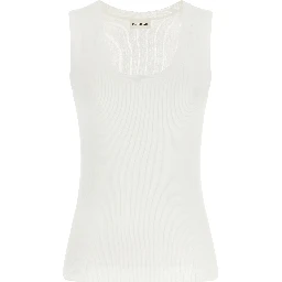 White Cotton Sleeveles T-Shirt