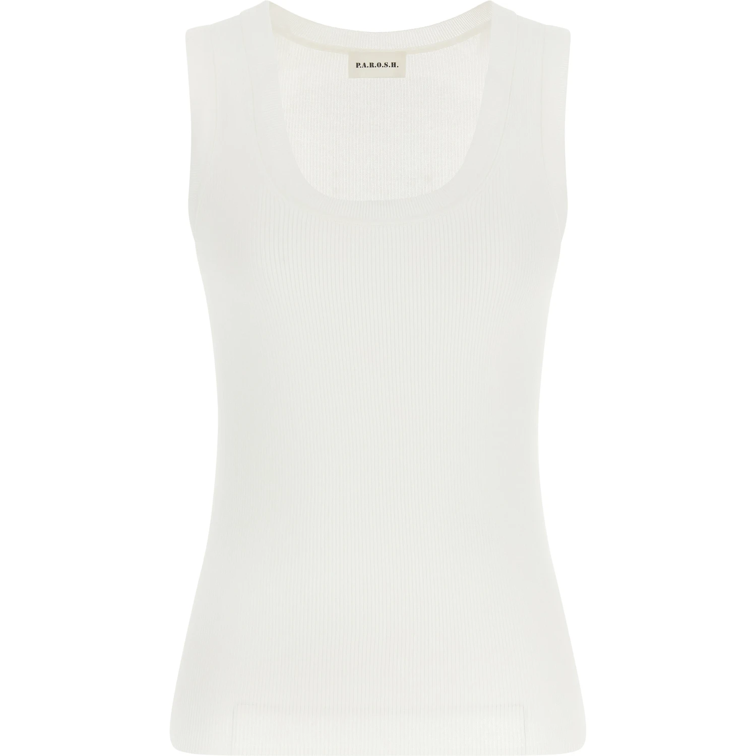 White Cotton Sleeveles T-Shirt