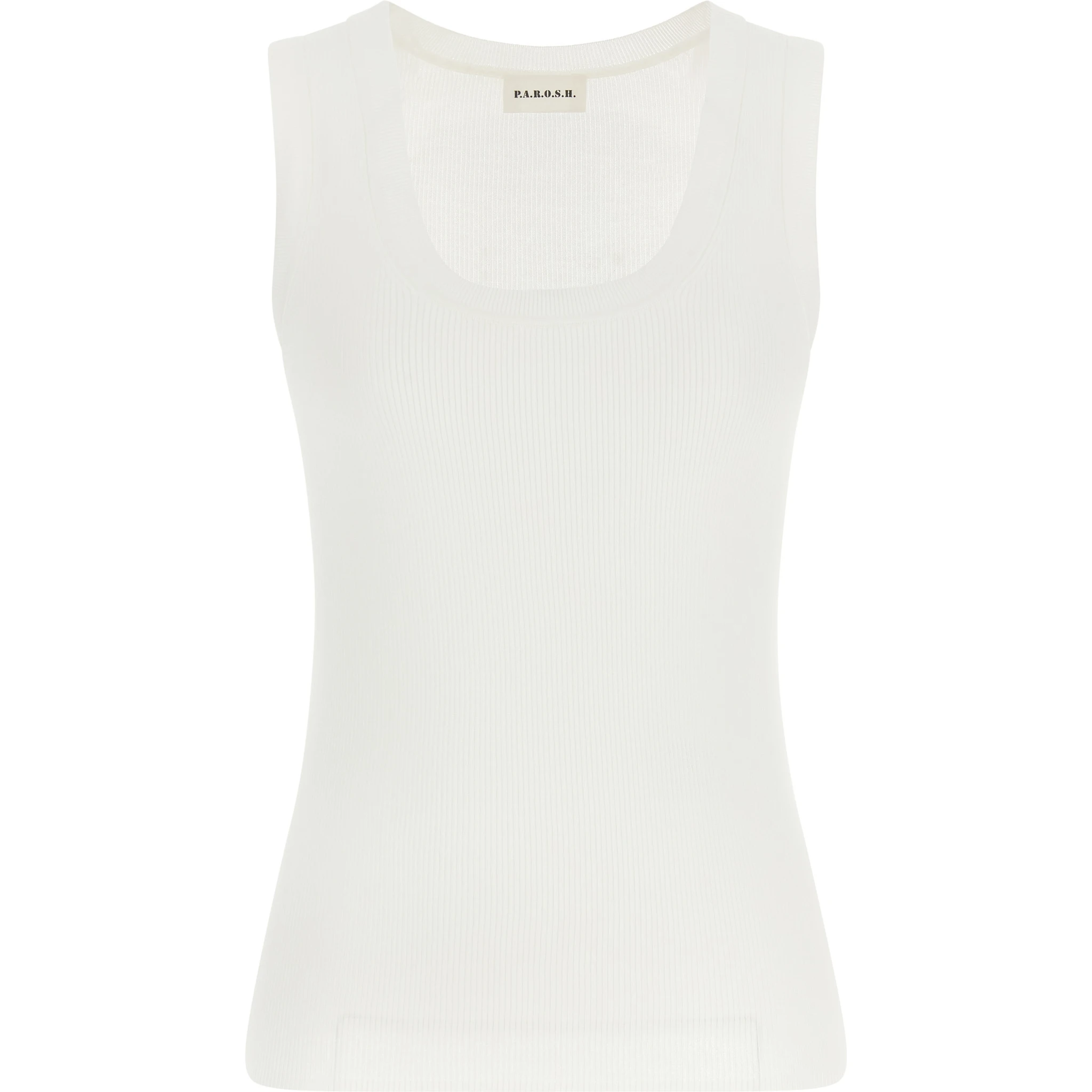 White Cotton Sleeveles T-Shirt