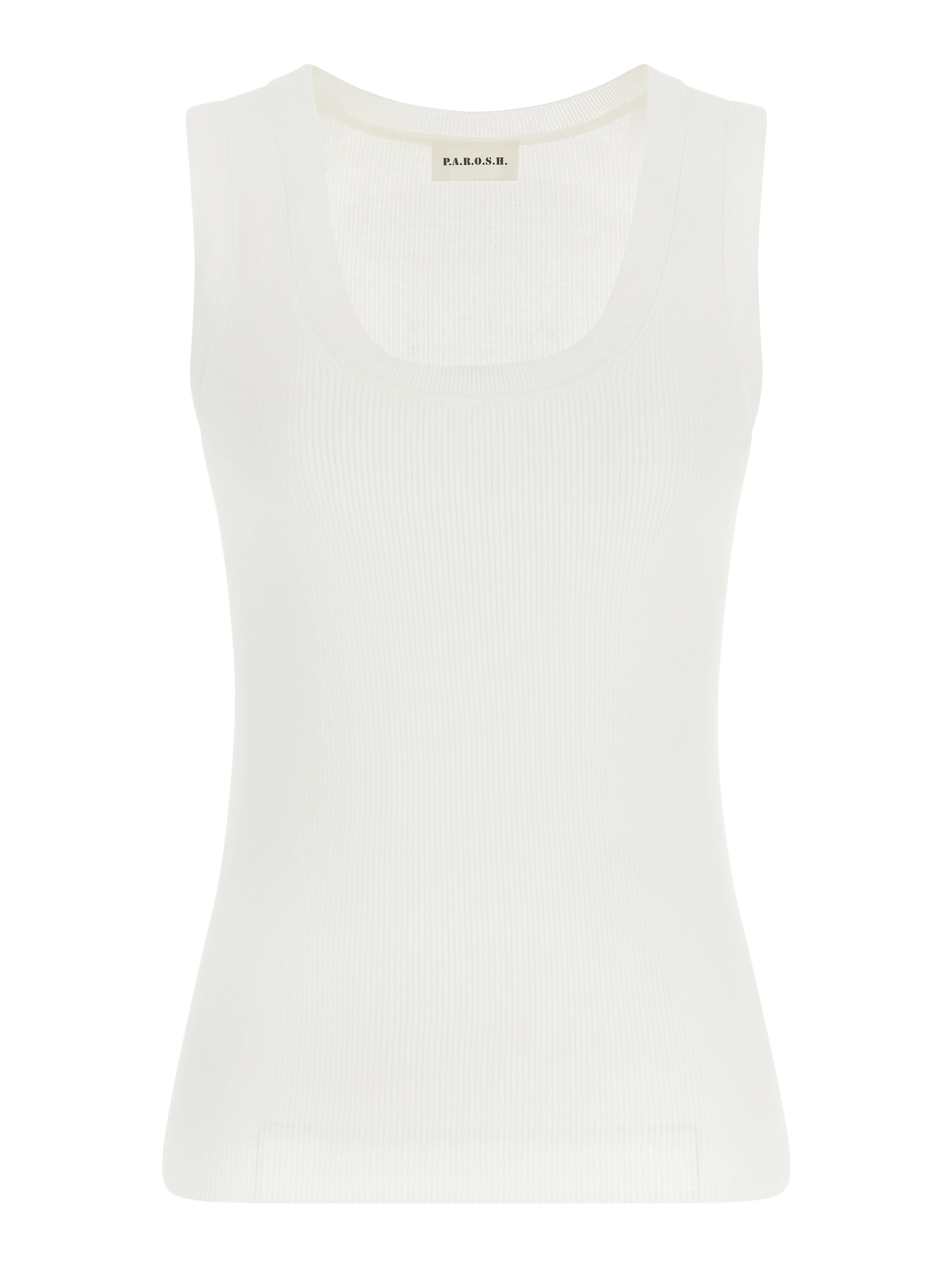 White Cotton Sleeveles T-Shirt
