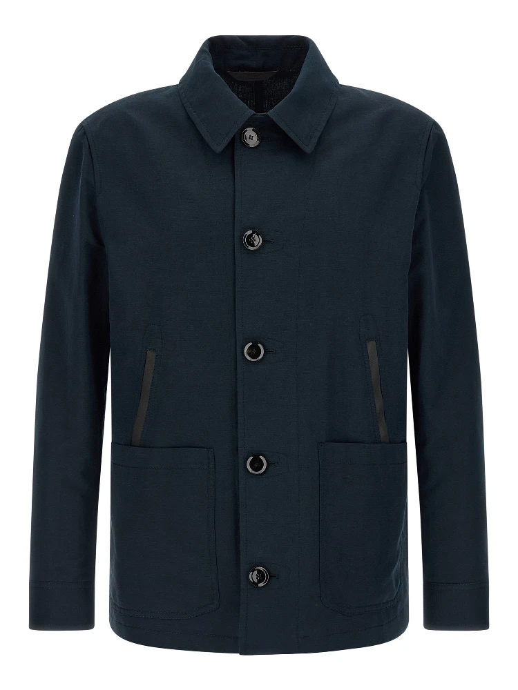 Blue Linen Full-Length Jacket