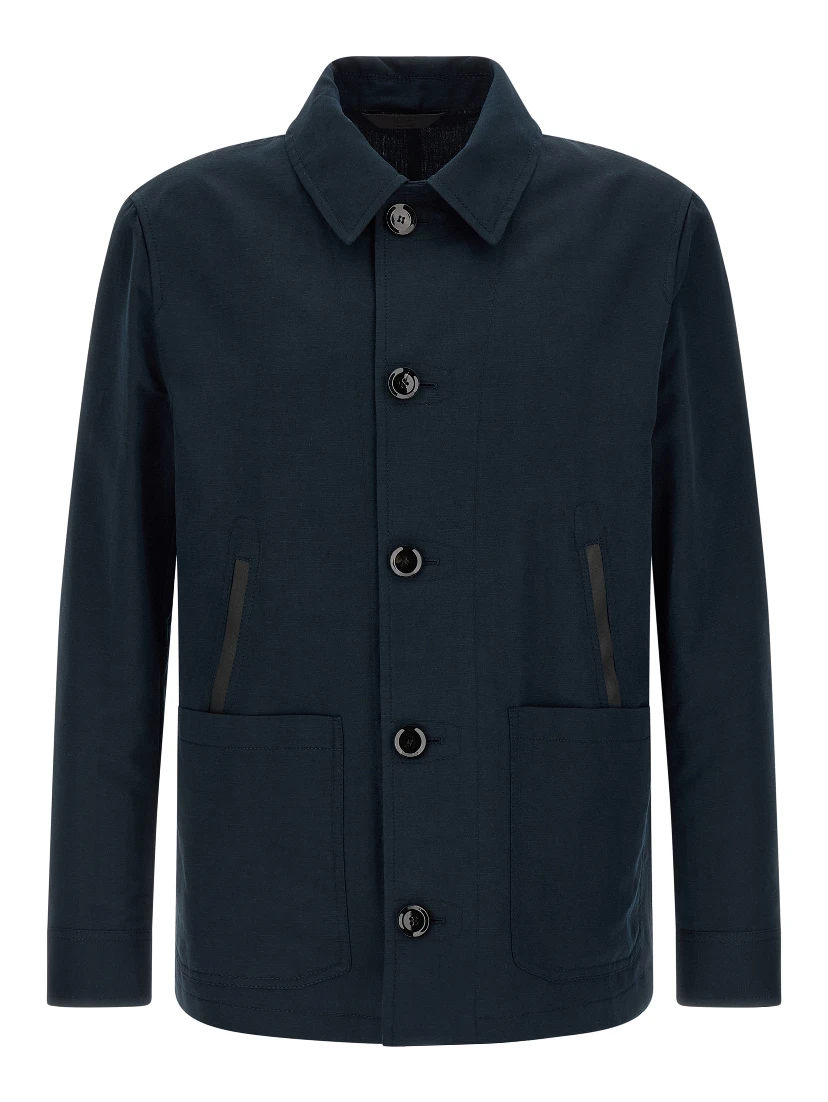 Blue Linen Full-Length Jacket