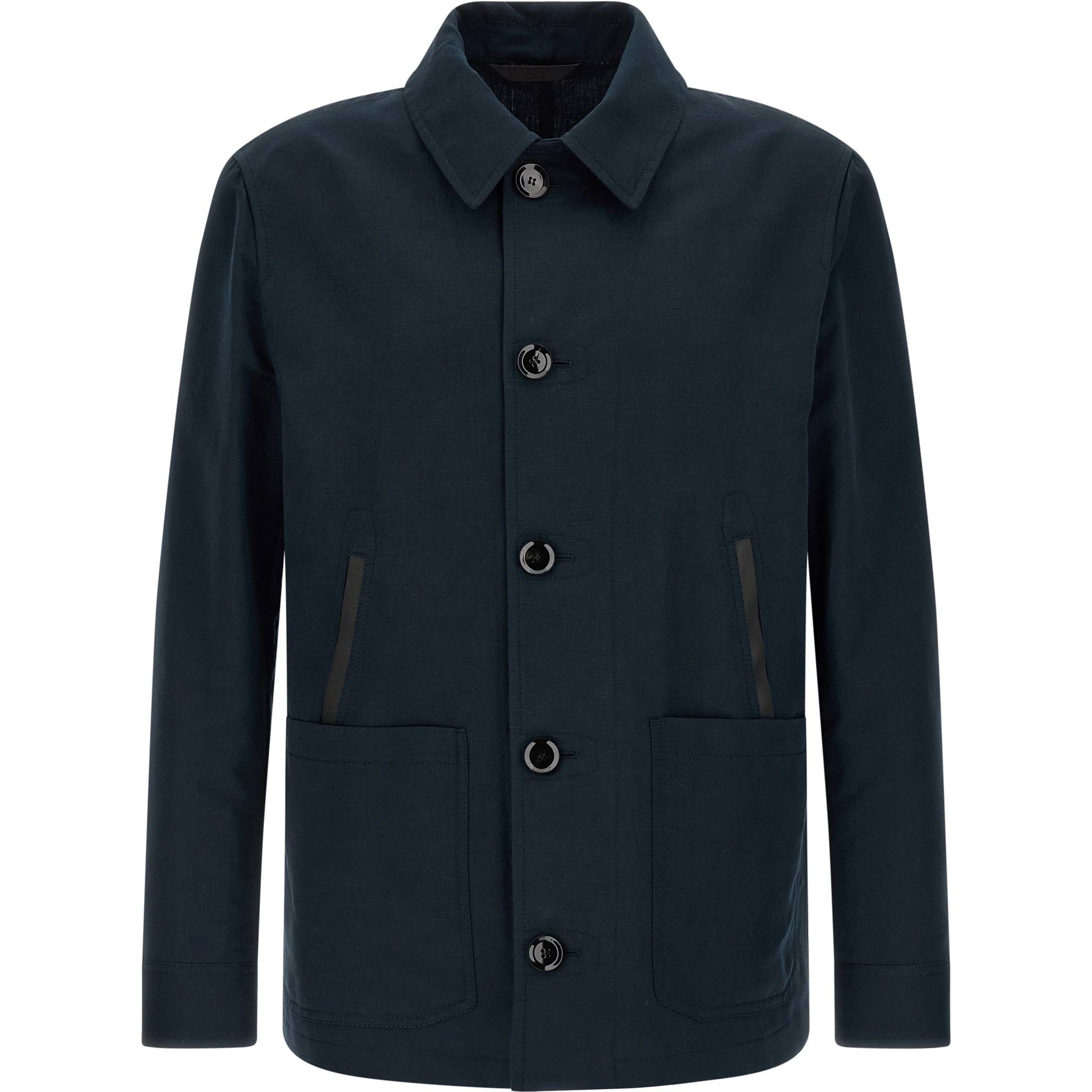 Blue Linen Full-Length Jacket