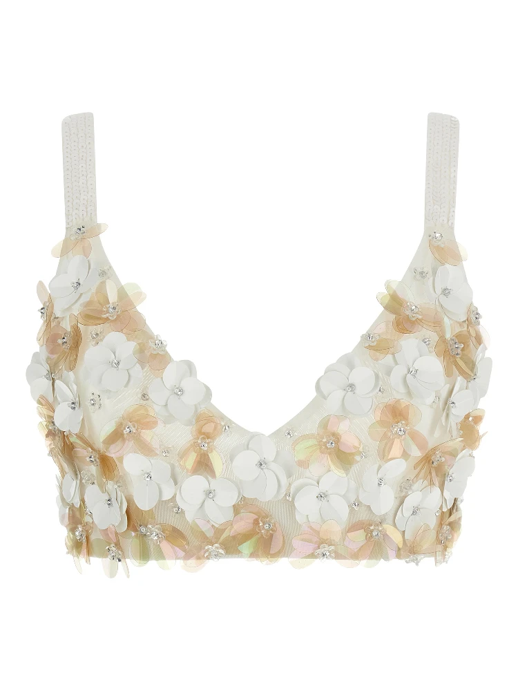 White Polyamide Tank Tops