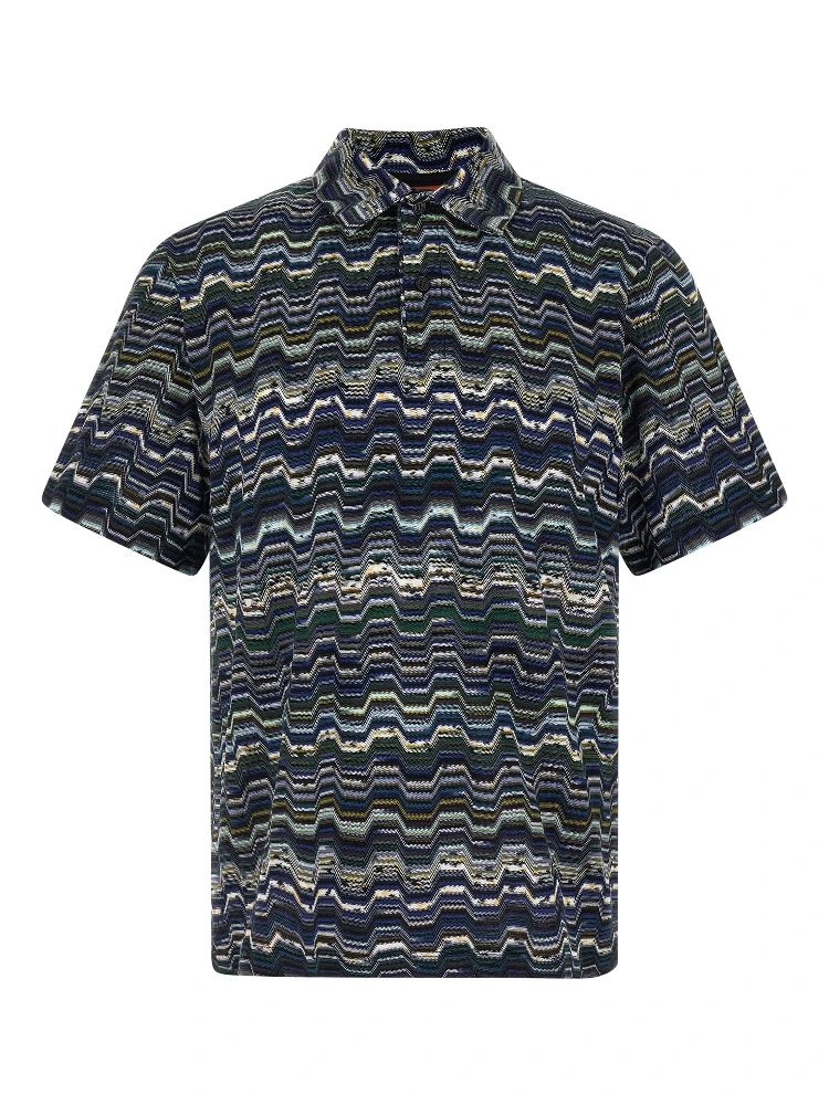 Blue Cotton Polo Shirt