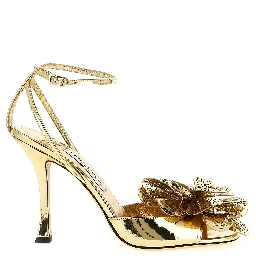 Gold Leather Stiletto Heel Sandals