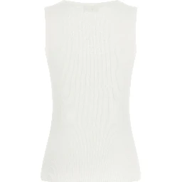 White Cotton Sleeveles T-Shirt