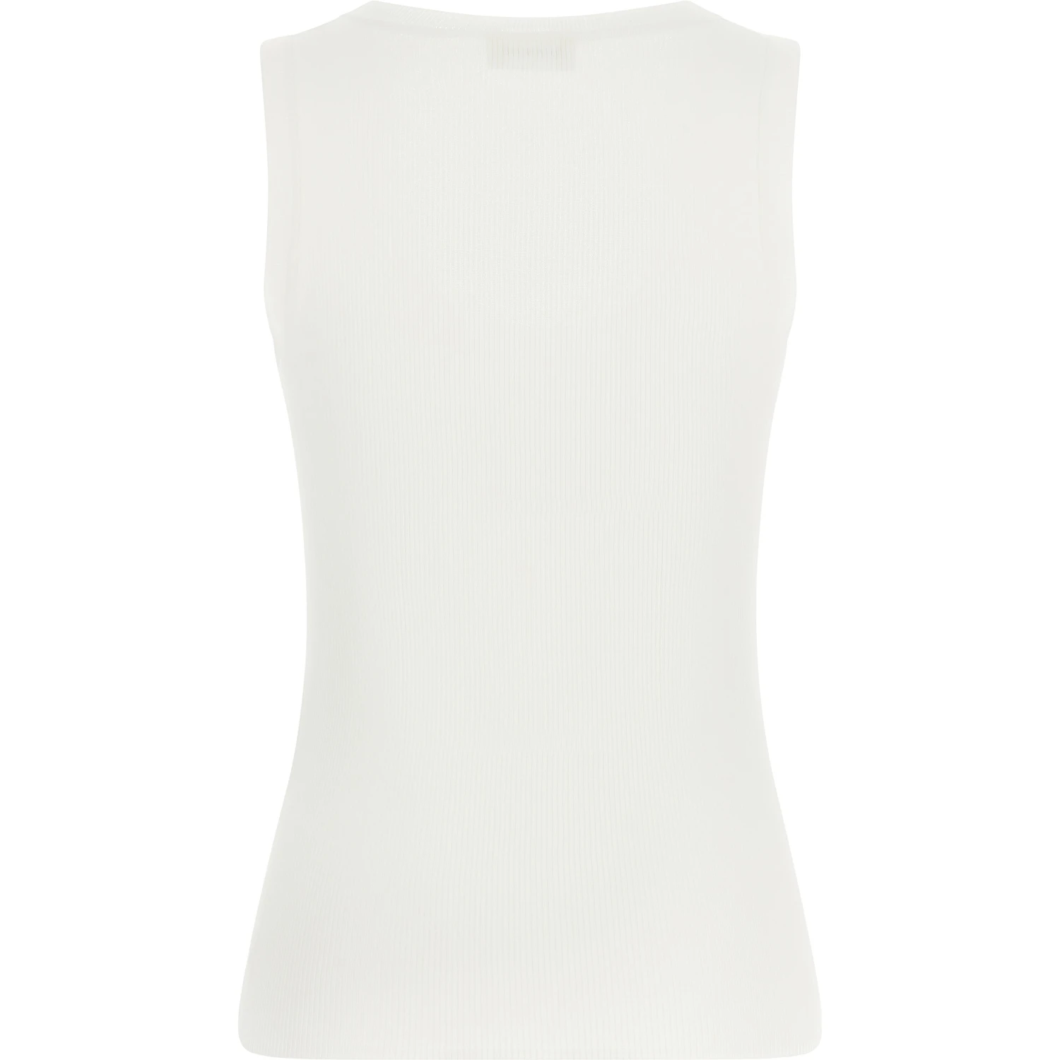 White Cotton Sleeveles T-Shirt