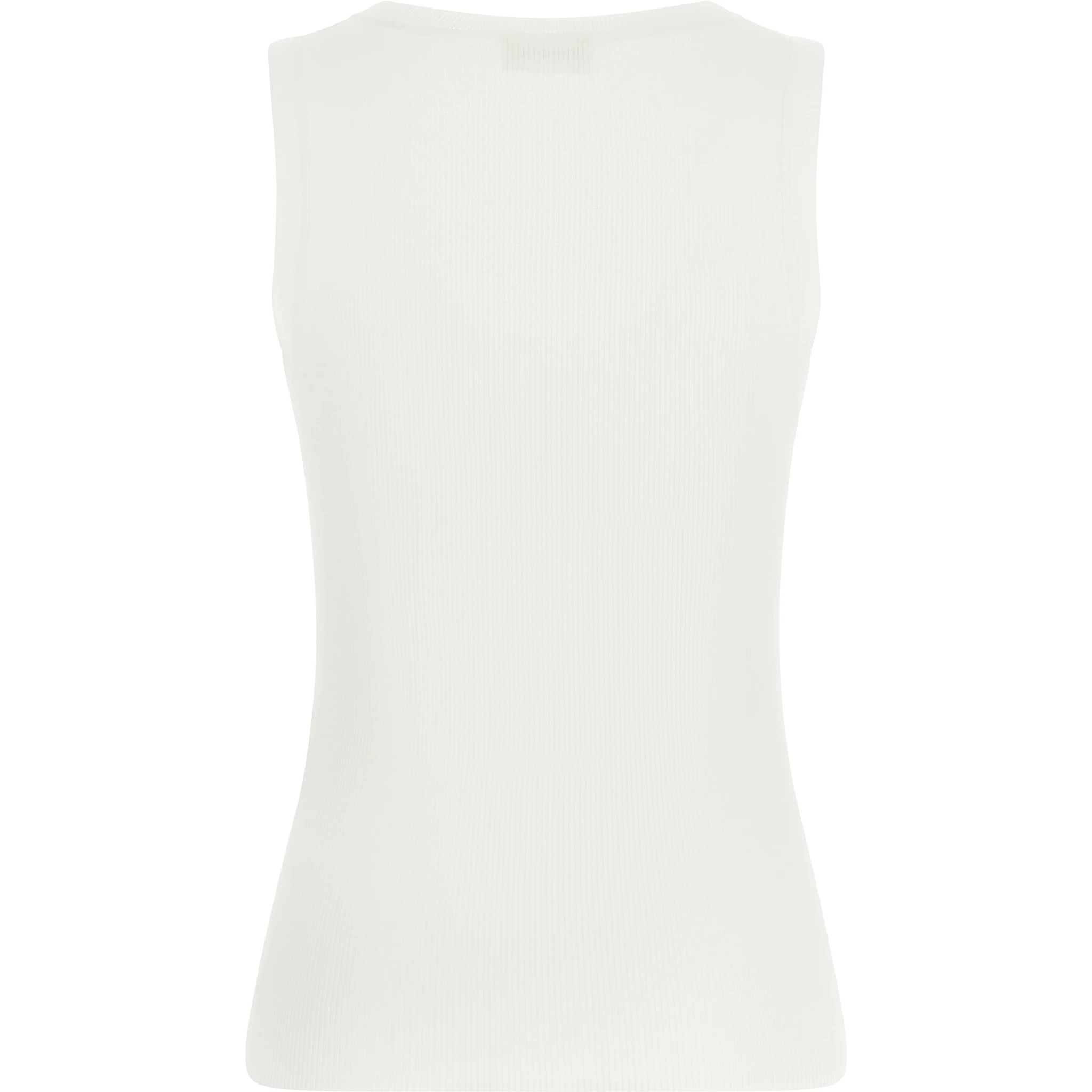 White Cotton Sleeveles T-Shirt
