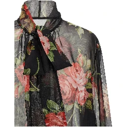 Black Silk Pattern Shirt