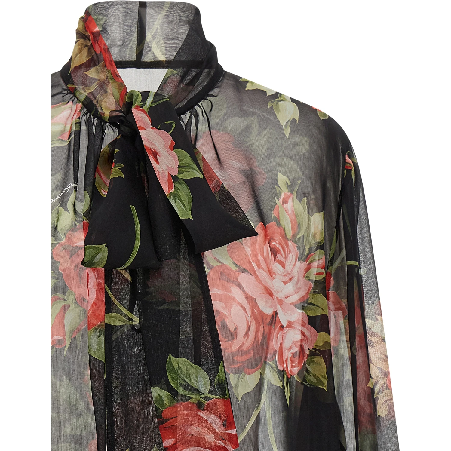 Black Silk Pattern Shirt