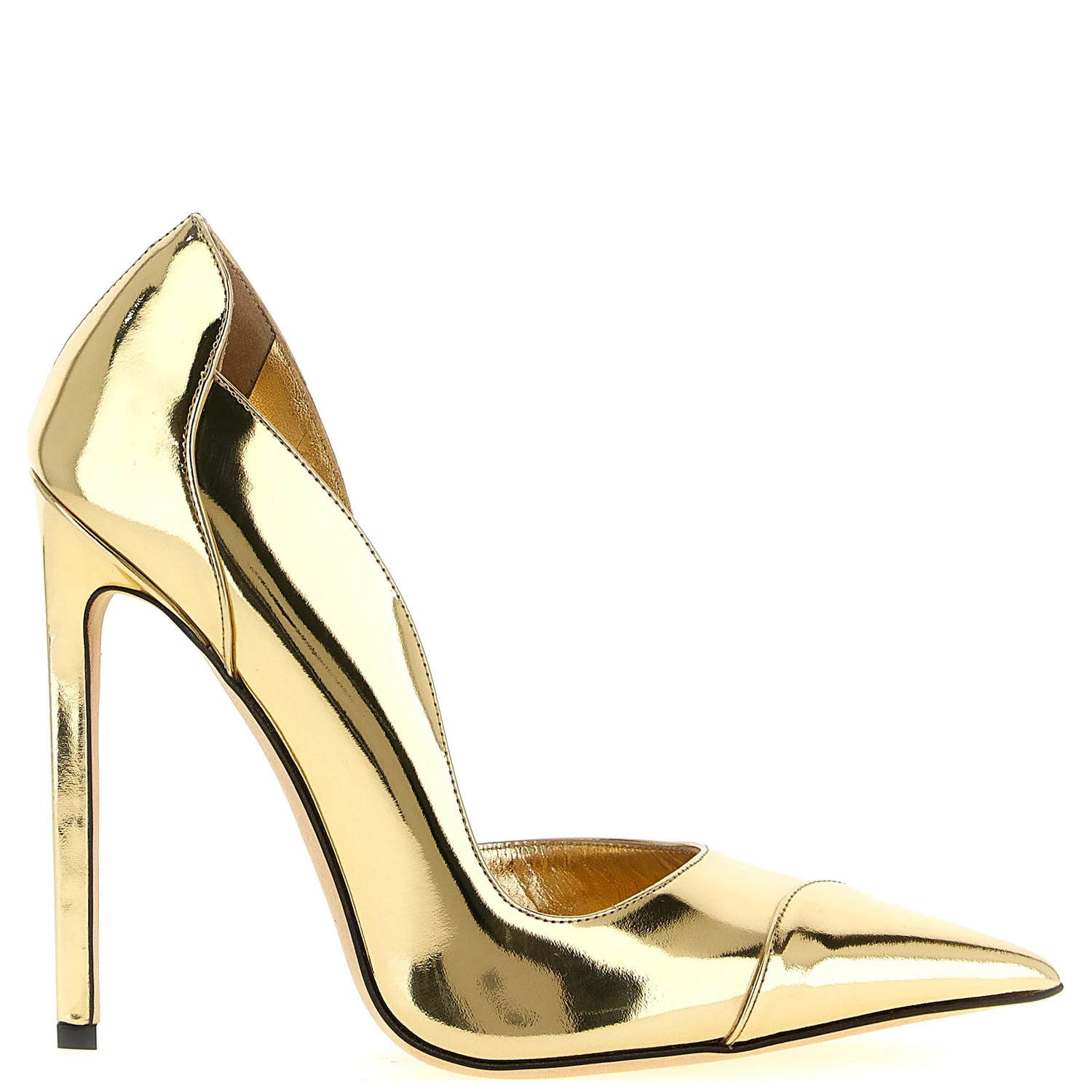 Gold Leather High Heel Pumps