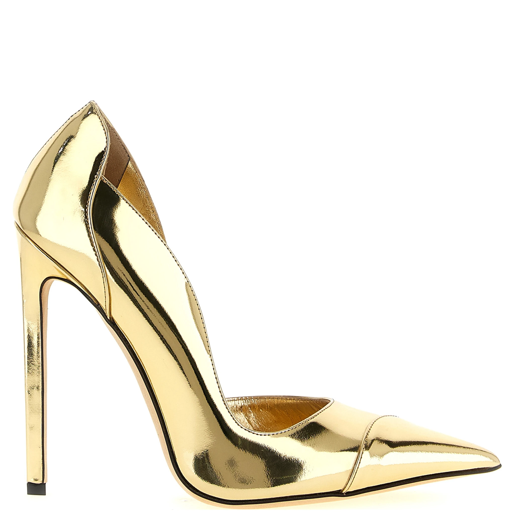 Gold Leather High Heel Pumps