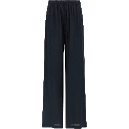 Blue Silk Casual Pants
