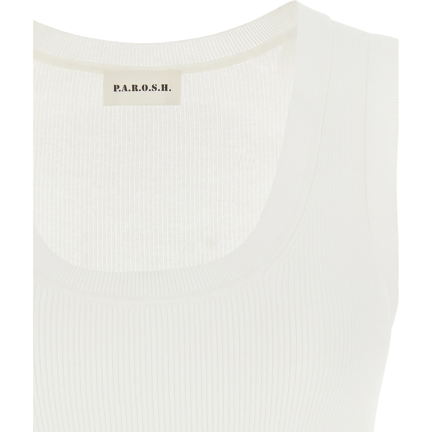 White Cotton Sleeveles T-Shirt
