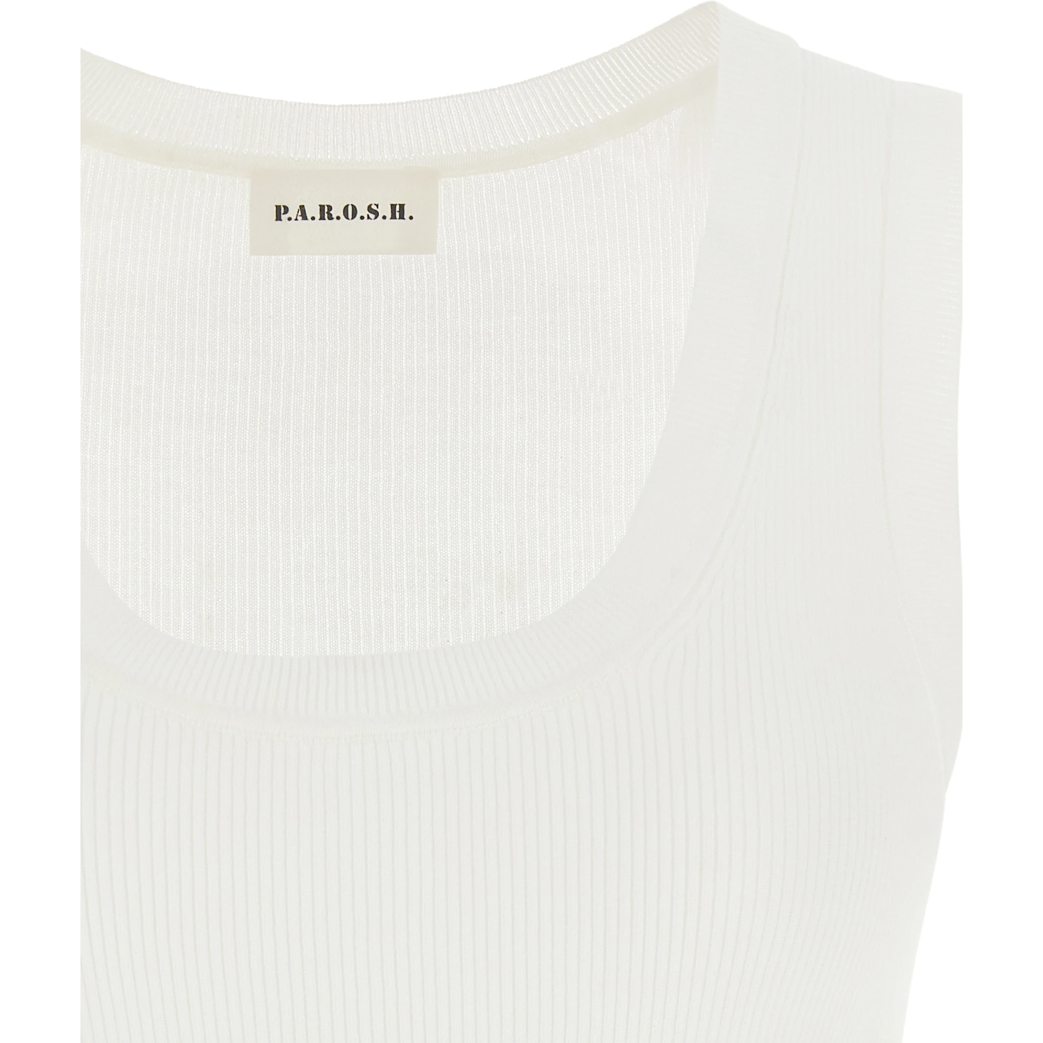 White Cotton Sleeveles T-Shirt
