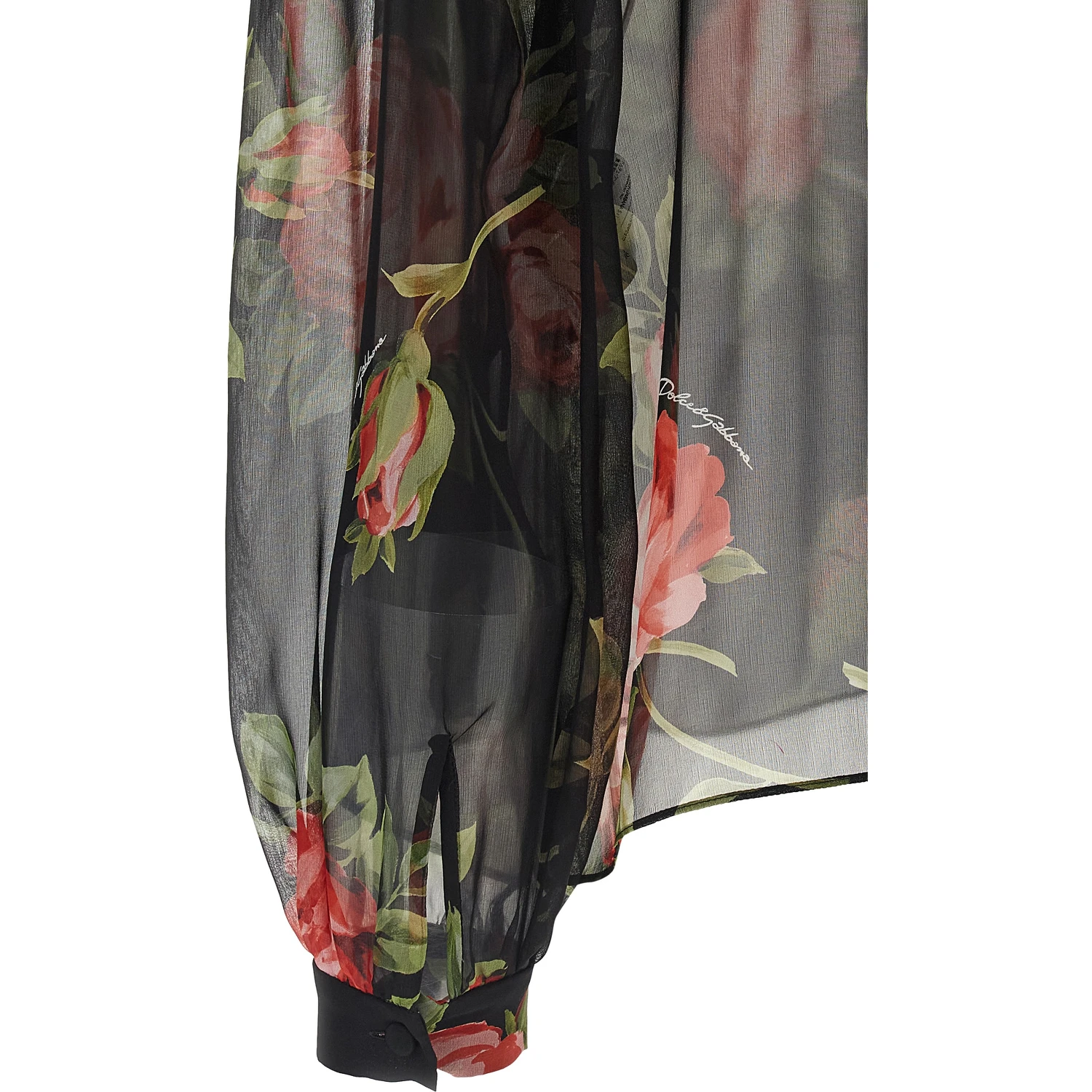 Black Silk Pattern Shirt