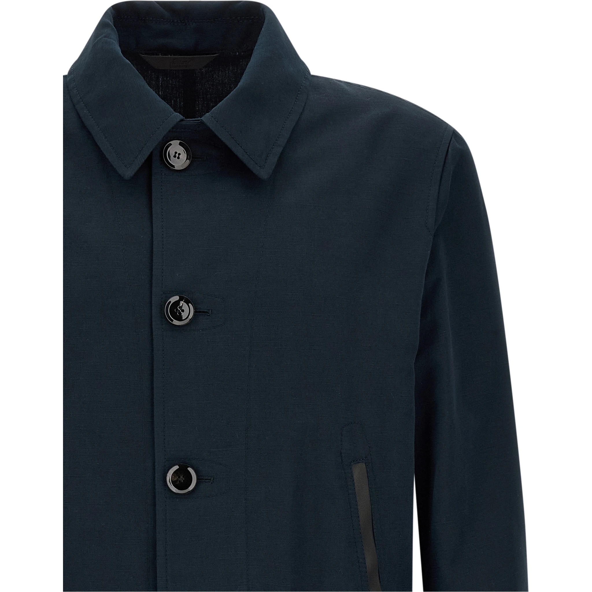 Blue Linen Full-Length Jacket
