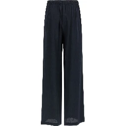 Blue Silk Casual Pants