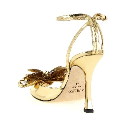 Gold Leather Stiletto Heel Sandals