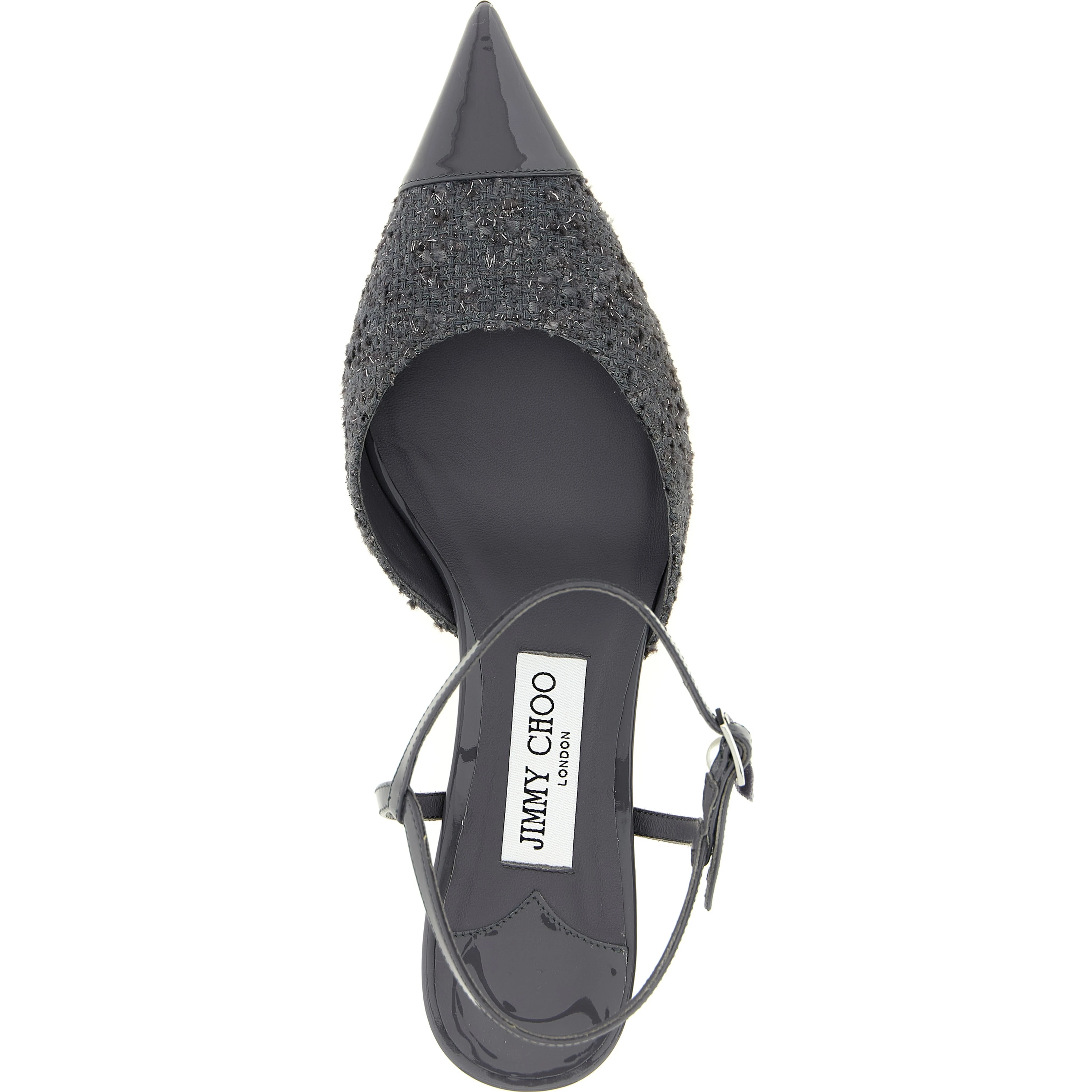 Gray Tencel Mid Heel Pumps
