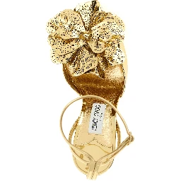Gold Leather Stiletto Heel Sandals