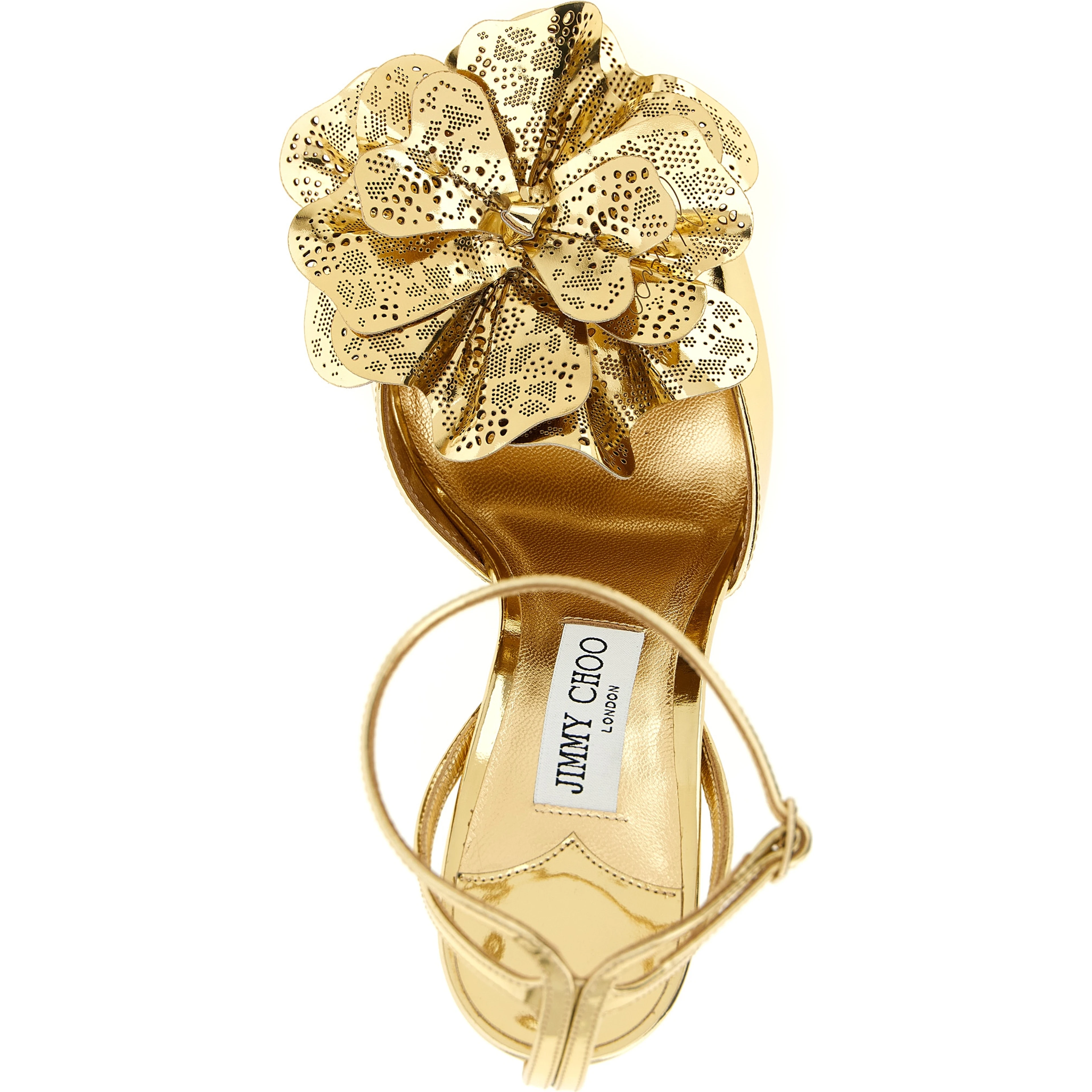 Gold Leather Stiletto Heel Sandals