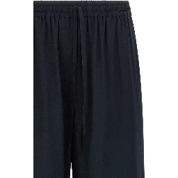 Blue Silk Casual Pants