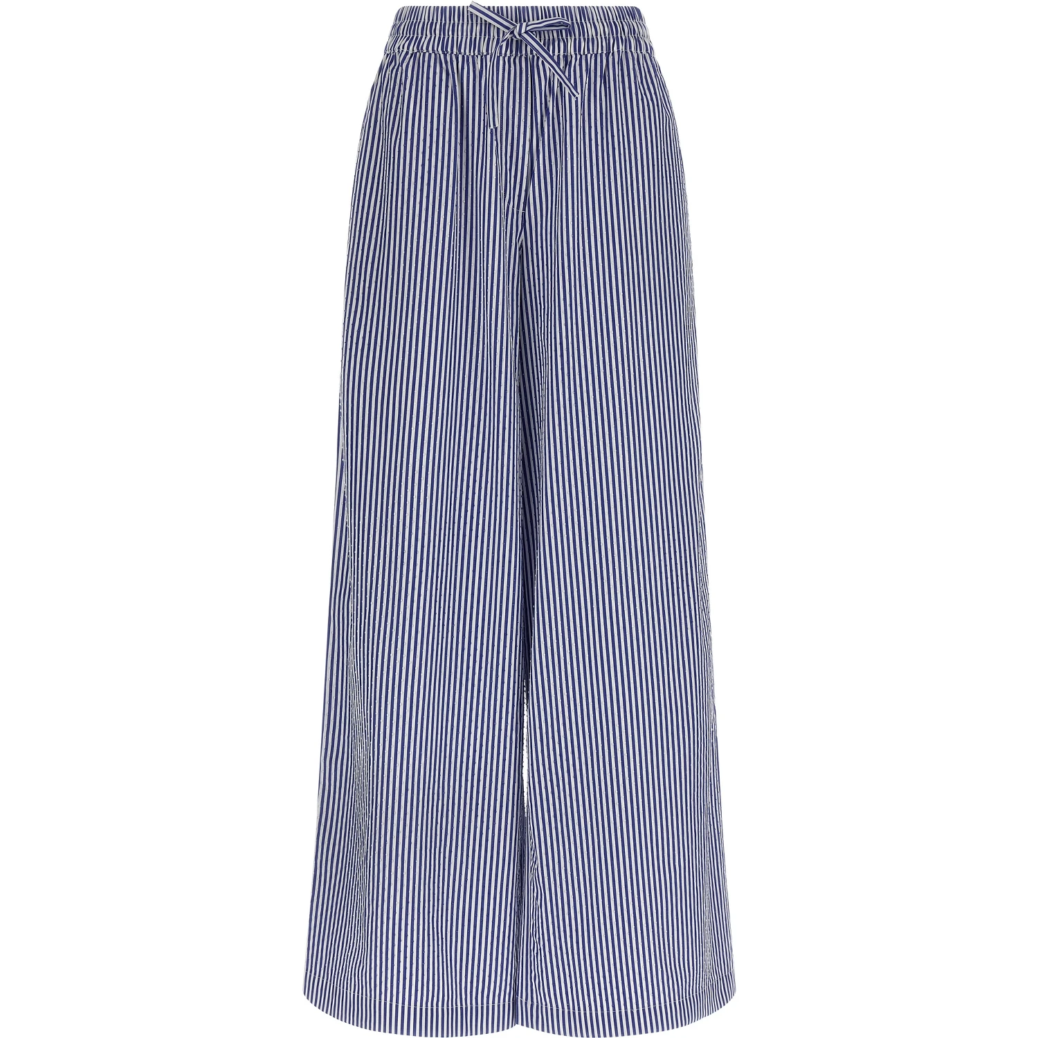 Blue Cotton Casual Pants