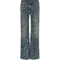 Blue Cotton Flared Jeans