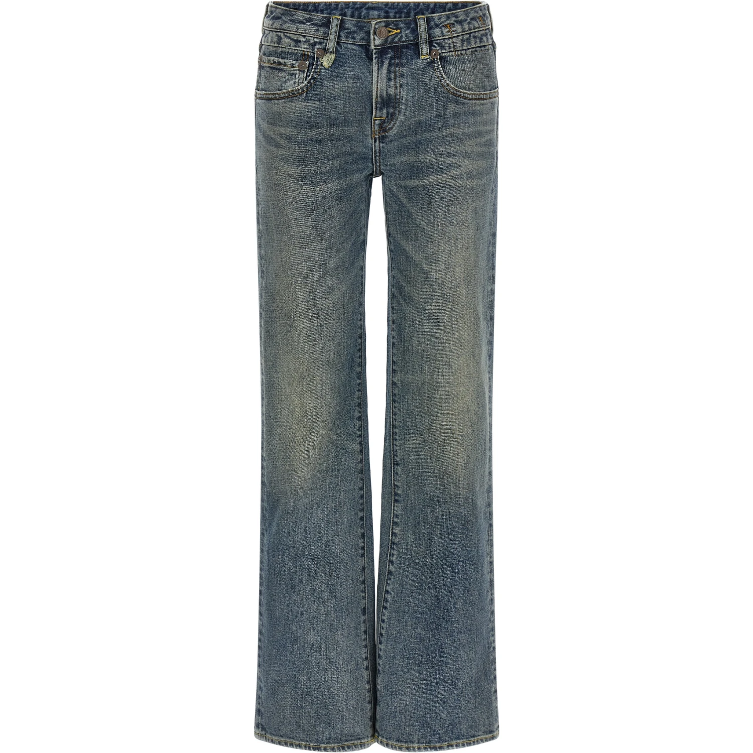 Blue Cotton Flared Jeans