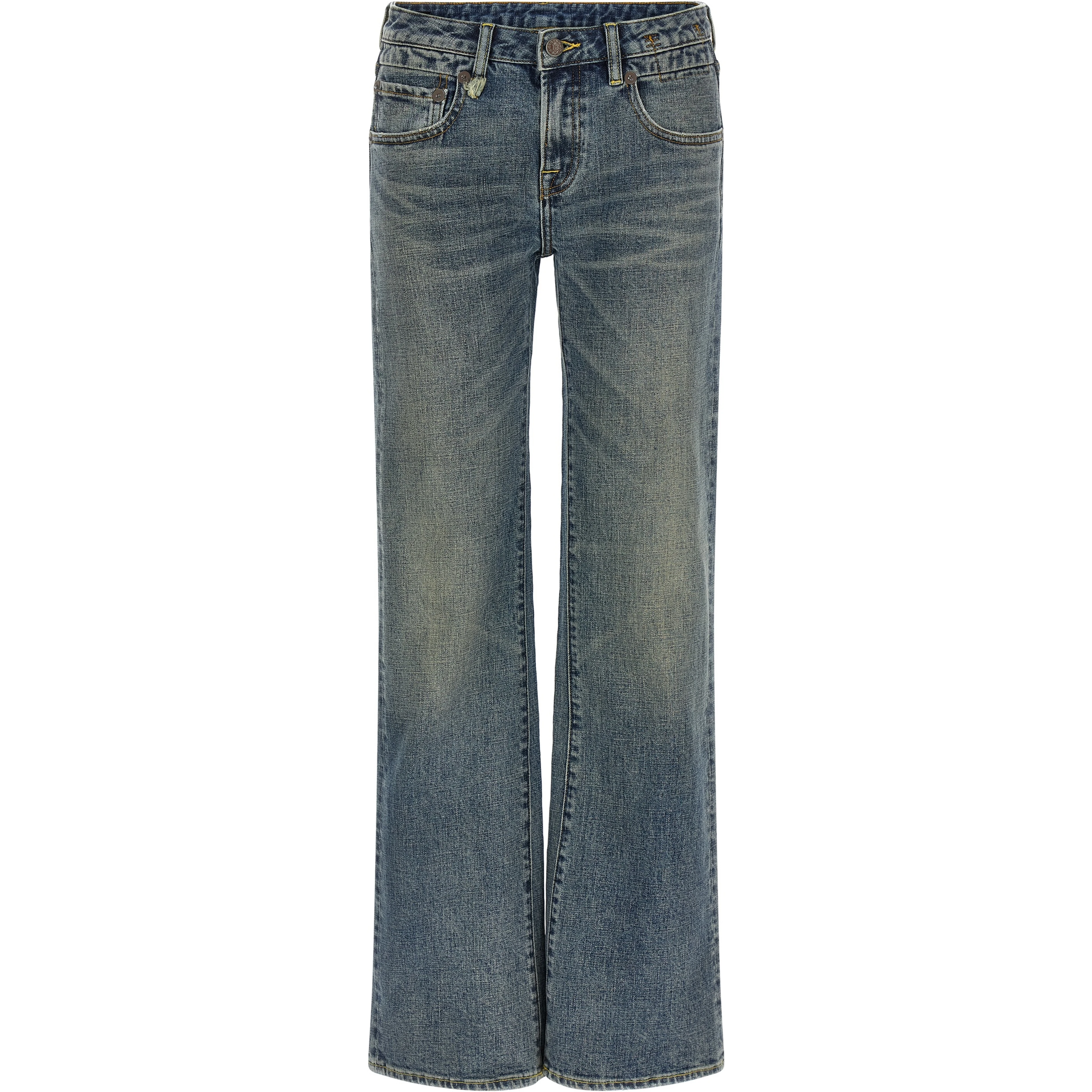 Blue Cotton Flared Jeans