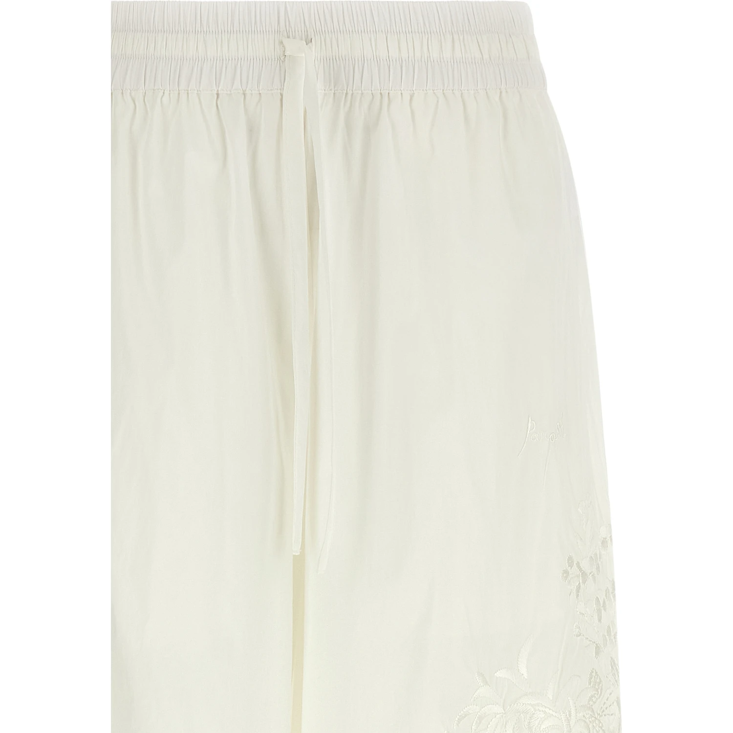 White Polyamide Casual Pants