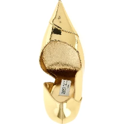 Gold Leather High Heel Pumps