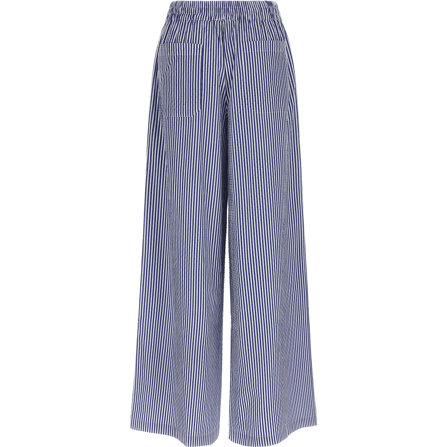 Blue Cotton Casual Pants