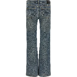 Blue Cotton Flared Jeans