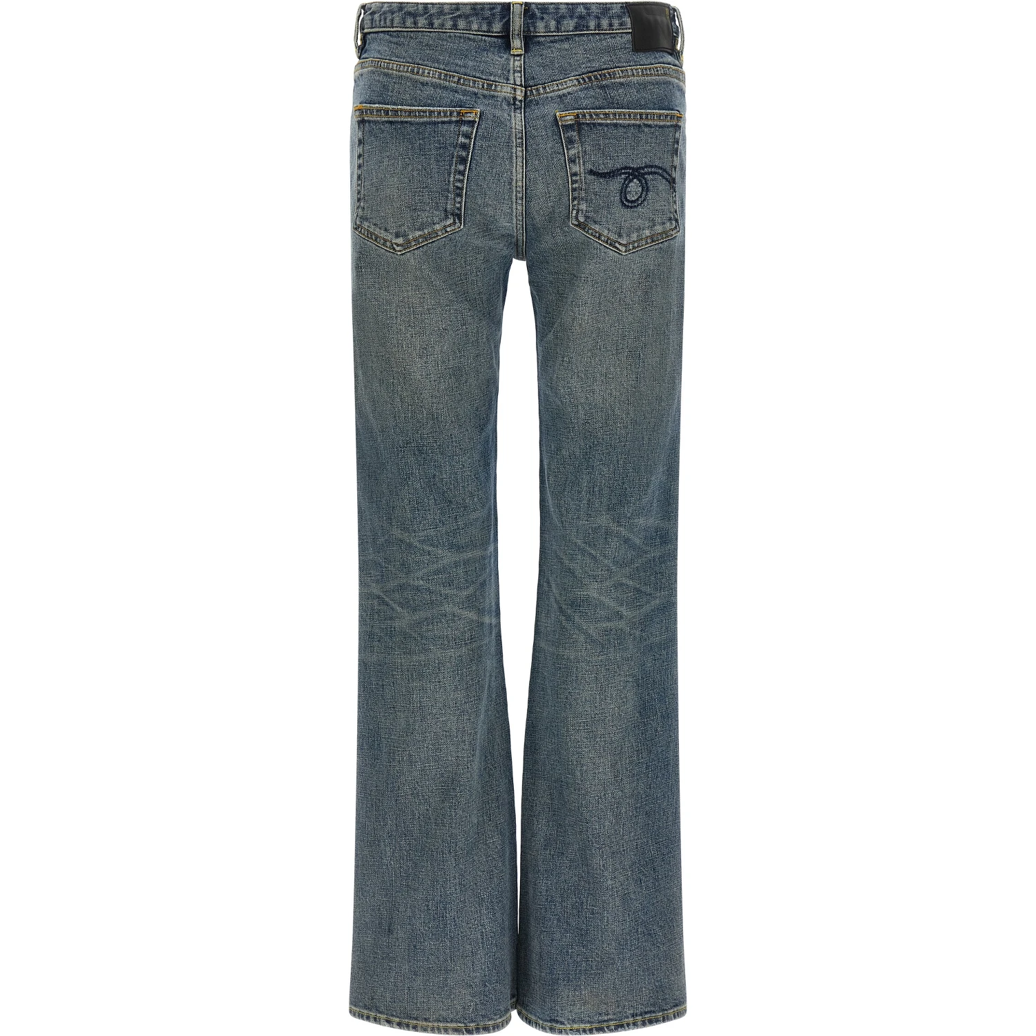 Blue Cotton Flared Jeans