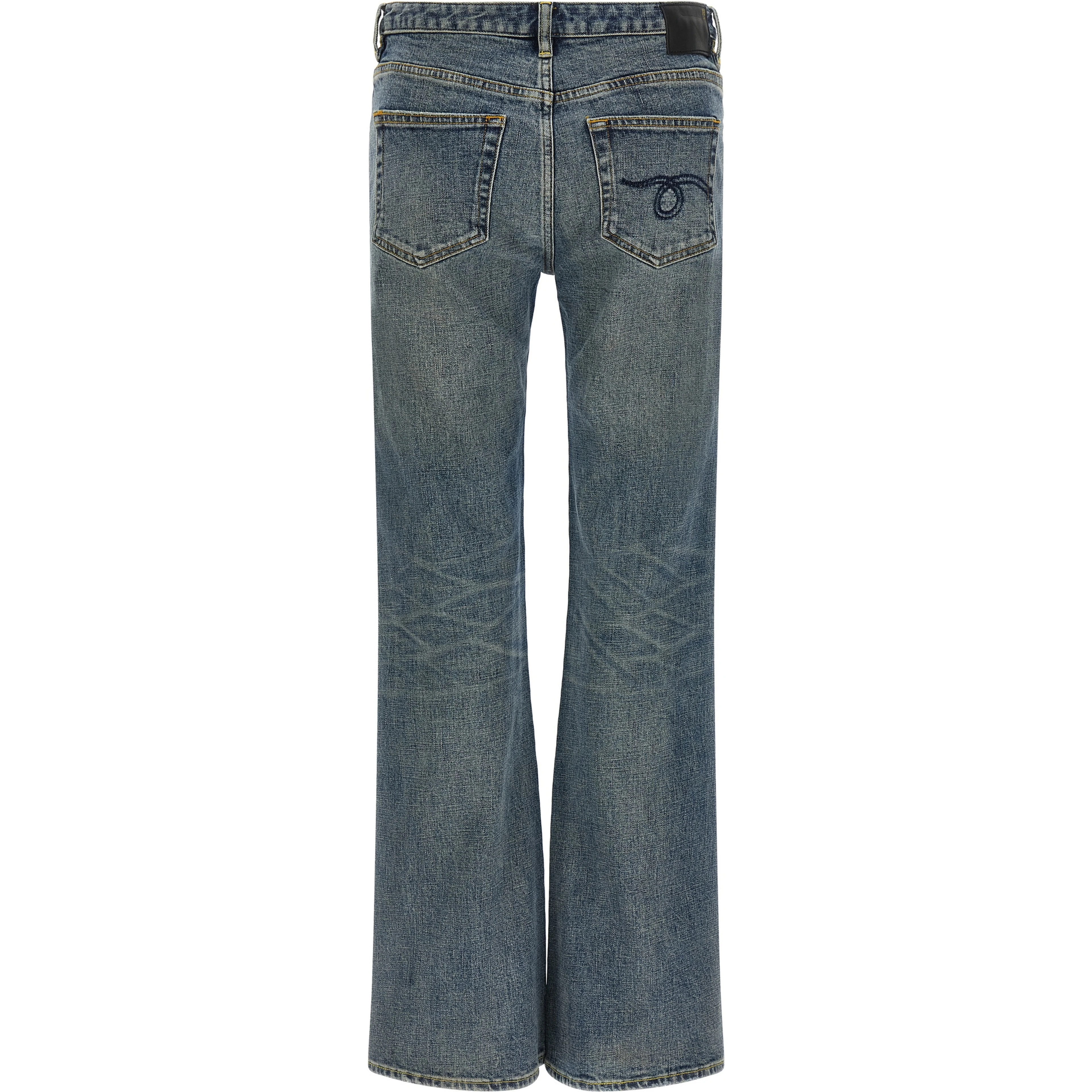 Blue Cotton Flared Jeans