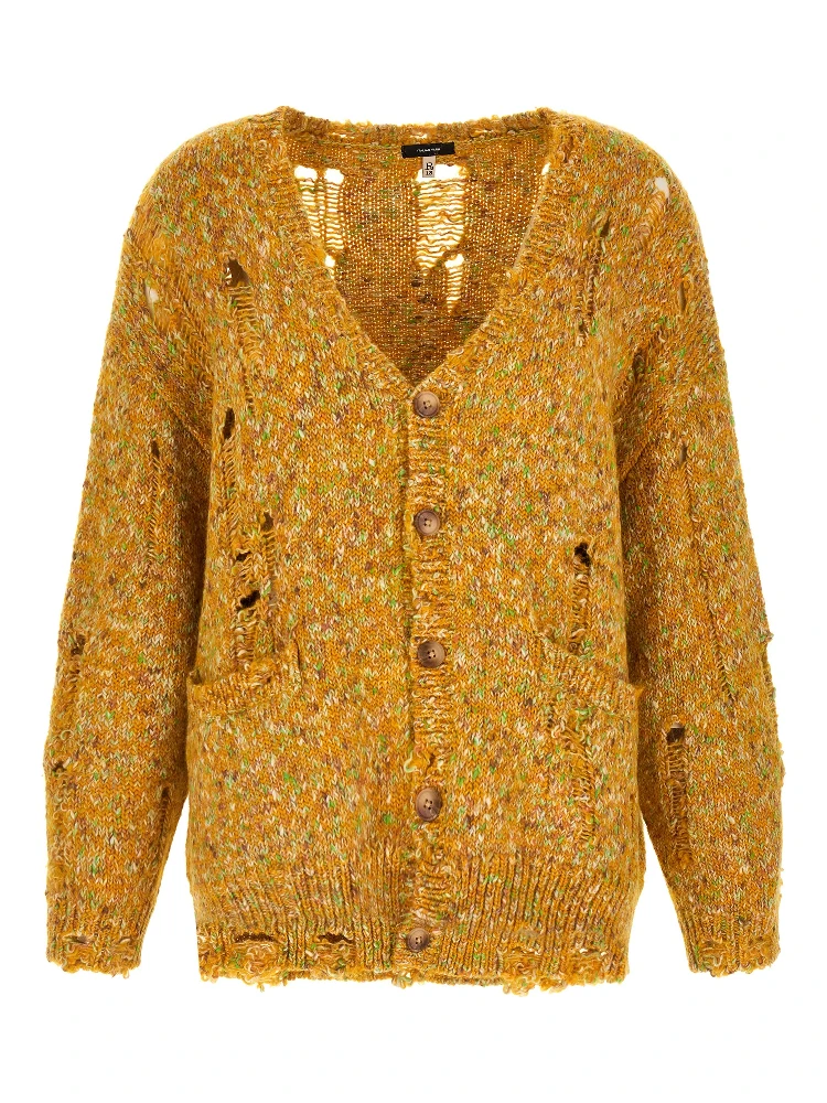 Bicolor Alpaca Leather Cardigan