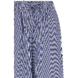 Blue Cotton Casual Pants