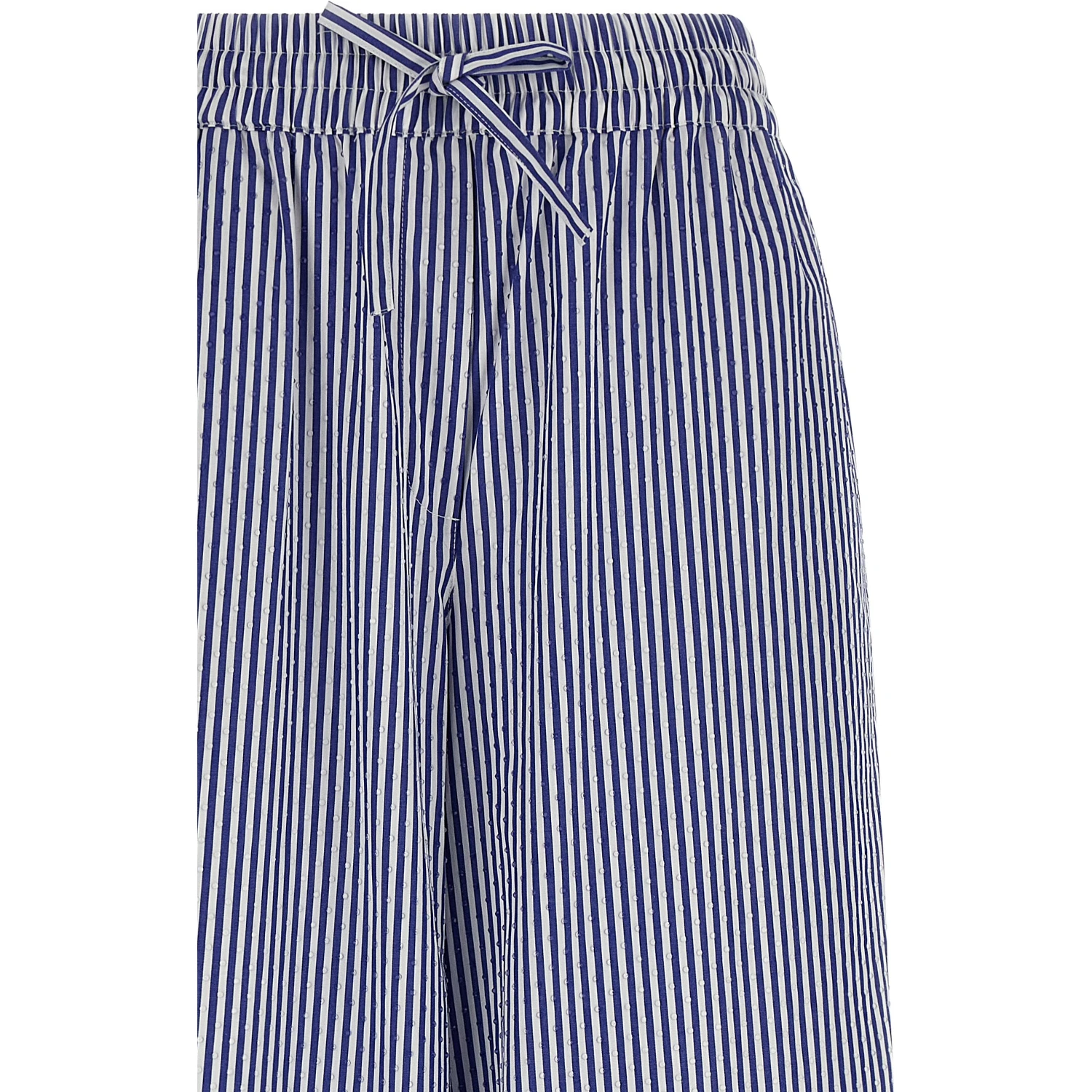 Blue Cotton Casual Pants