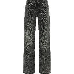 Gray Cotton Straight-Leg Jeans