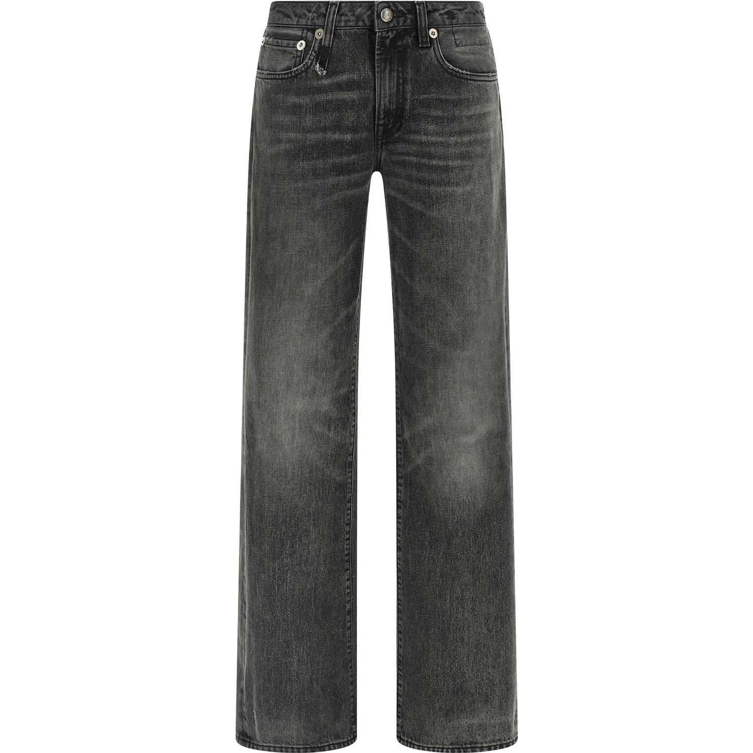 Gray Cotton Straight-Leg Jeans