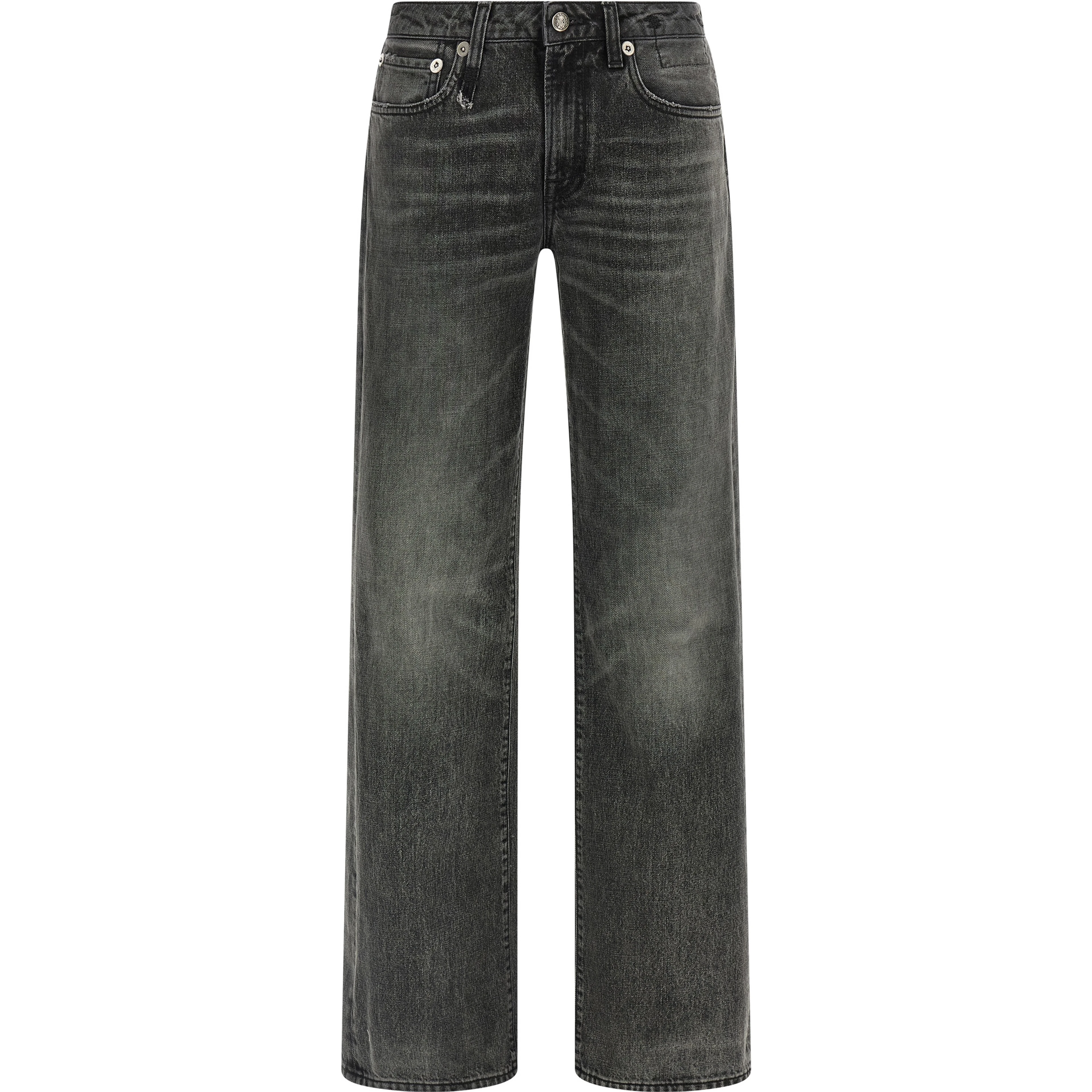 Gray Cotton Straight-Leg Jeans